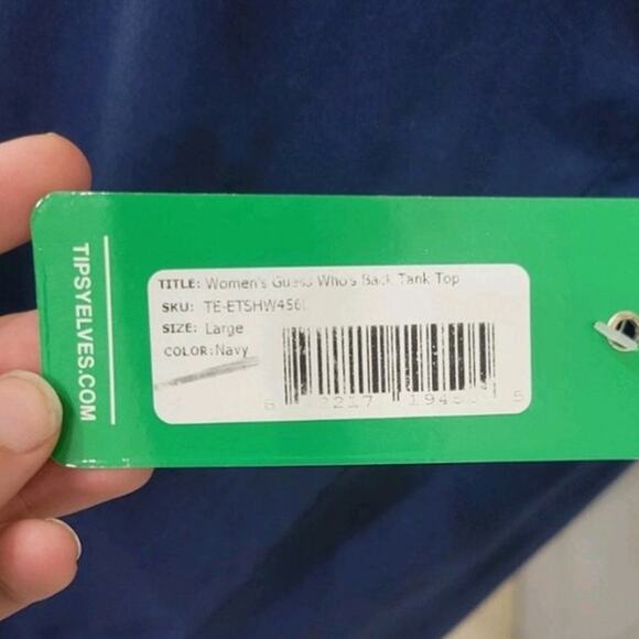 Tipsy Elves Guess Who's Back Tank Top Women's L‎ Navy Blue Religious Jesus - NEW - Picture 9 of 9